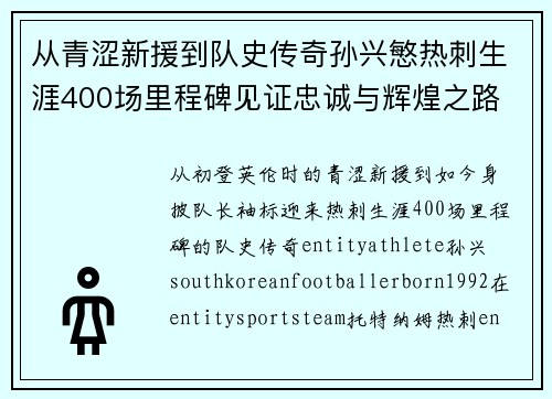 从青涩新援到队史传奇孙兴慜热刺生涯400场里程碑见证忠诚与辉煌之路 ⚽🔥